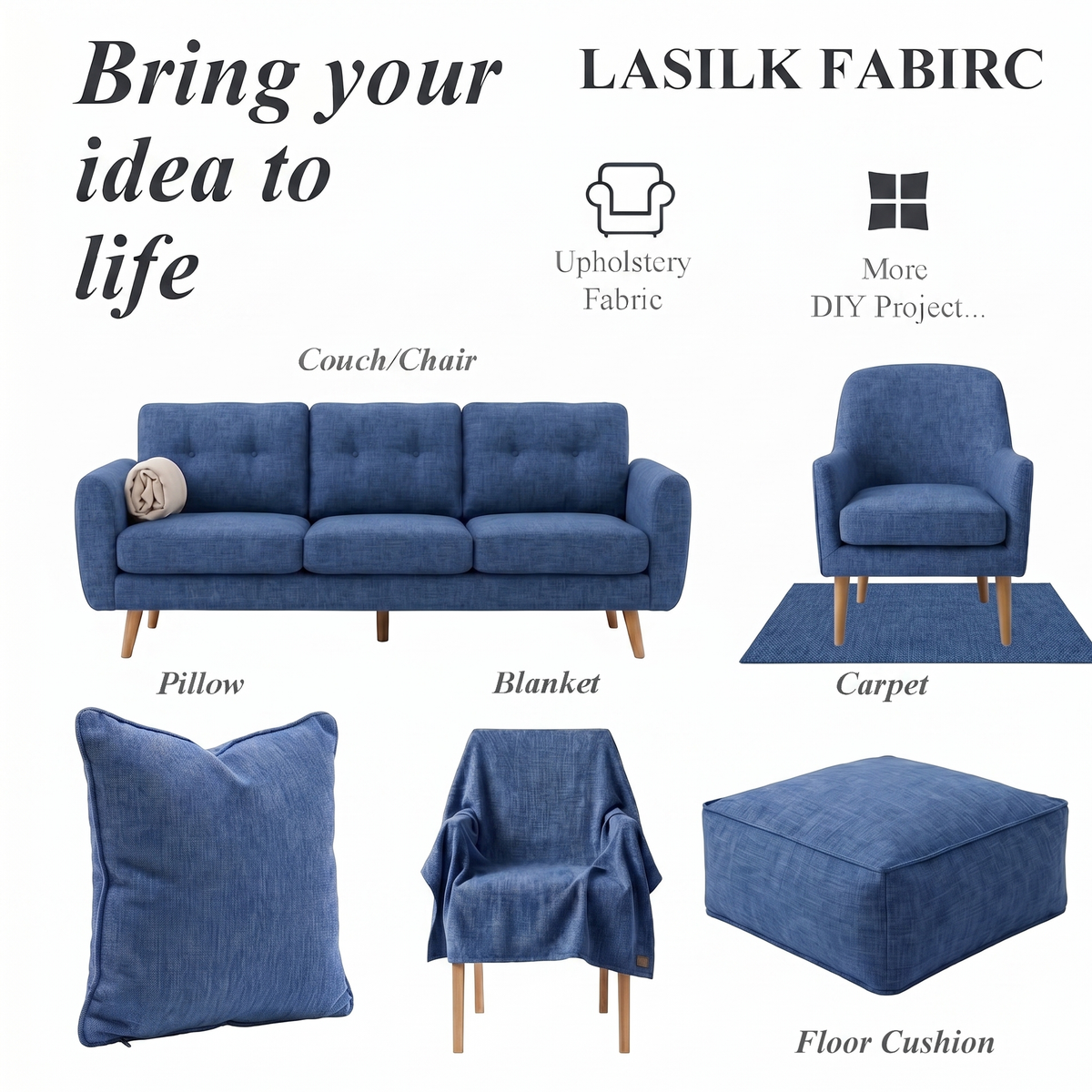 Faux Linen Upholstery Fabric by the Yard