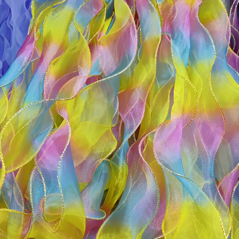 Creative, Rainbow Gradient Organza Ribbon, 6cm Wide - 5 Yards Roll for Crafts, Gift Wrapping & Decorative Packaging Accessories, Ribbon for Crafts - 