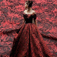 Load image into Gallery viewer, Elegant Deep Red, Black, White And Pink 3D Rose Jacquard Fabric - 
