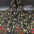 Load image into Gallery viewer, Elegant Floral Embroidery Tulle Fabric, Perfect for DIY Crafts, Home Decor, and Sewing Projects - 
