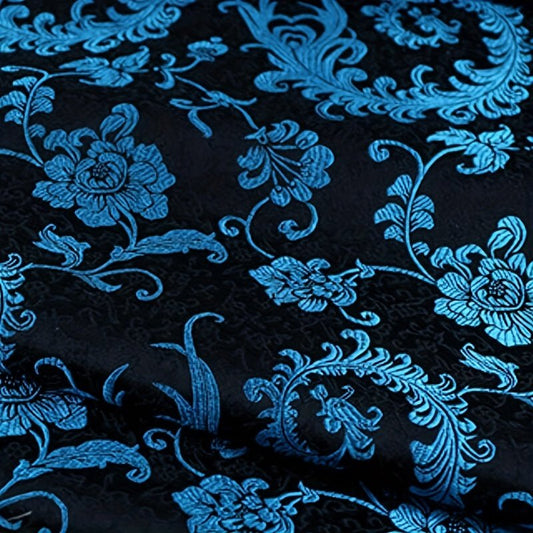 Elegant Jacquard Satin Damask Fabric by the Yard - 100% Polyester Pre - cut Floral Upholstery & Fashion Material, Machine Washable, 150gsm - 