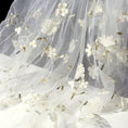 Load image into Gallery viewer, Floral Embroidered Tulle Fabric - Soft, Sheer, and Perfect for DIY Dresses, Wedding Gowns, Curtains, Tablecloths, and Handbags - 
