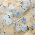 Load image into Gallery viewer, Floral Embroidered Tulle Fabric - Soft, Sheer, and Perfect for DIY Dresses, Wedding Gowns, Curtains, Tablecloths, and Handbags - 
