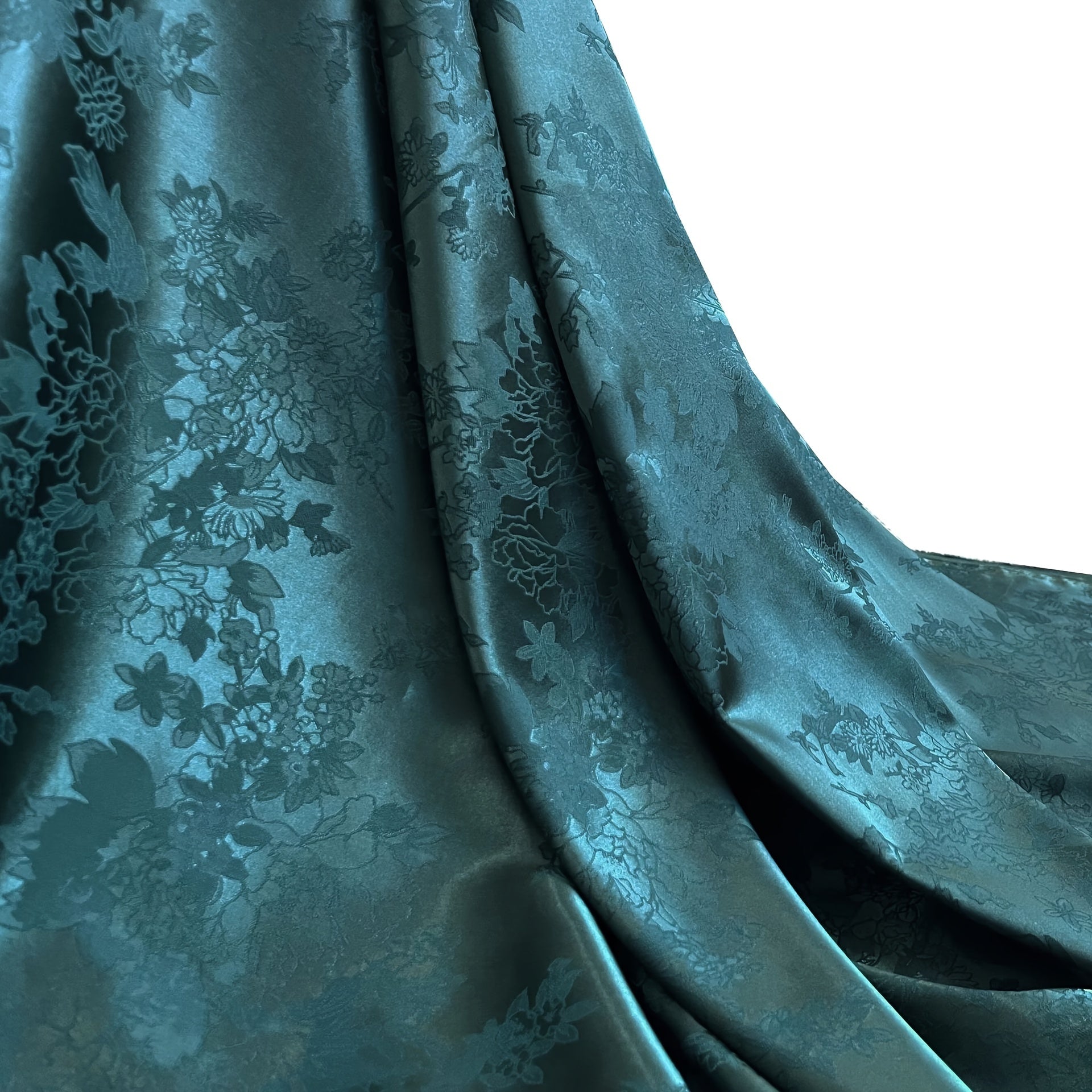 Floral Jacquard Brocade Satin Fabric - 