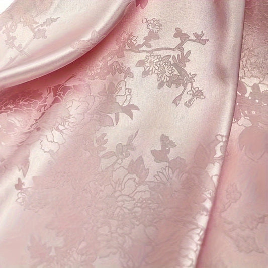 Floral Jacquard Brocade Satin Fabric - 