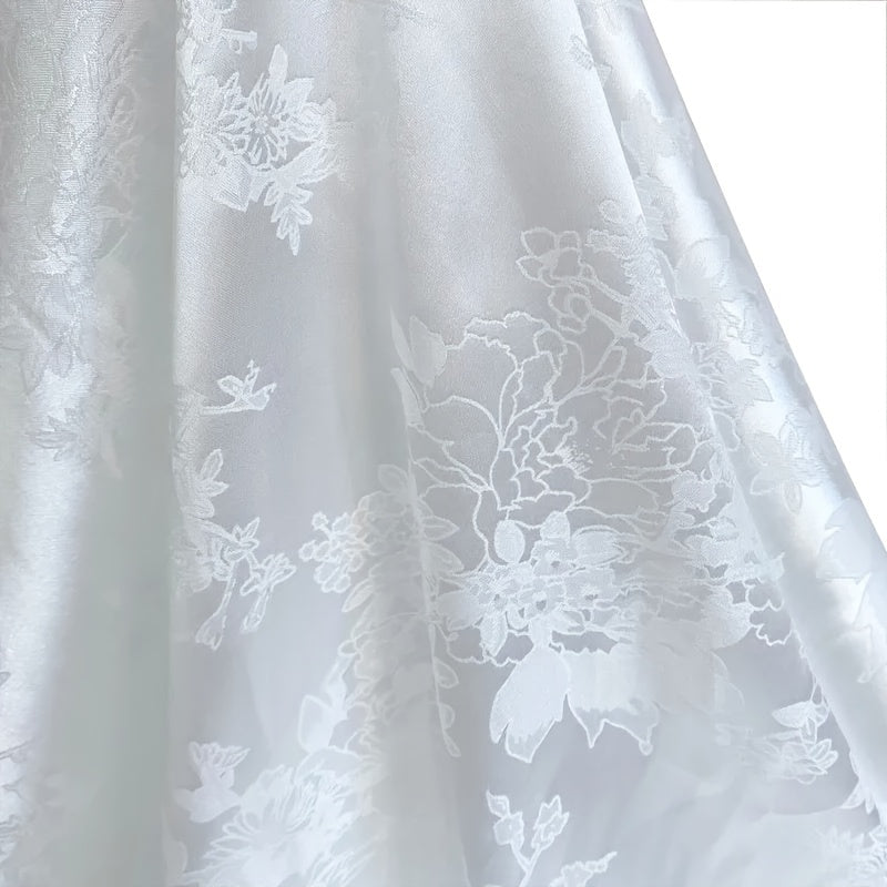 Floral Jacquard Brocade Satin Fabric - 