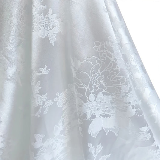 Floral Jacquard Brocade Satin Fabric - 