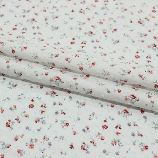 Floral Jacquard Dot Cotton Fabric for Sewing and Dressmaking - Lightweight and Breathable Material - 