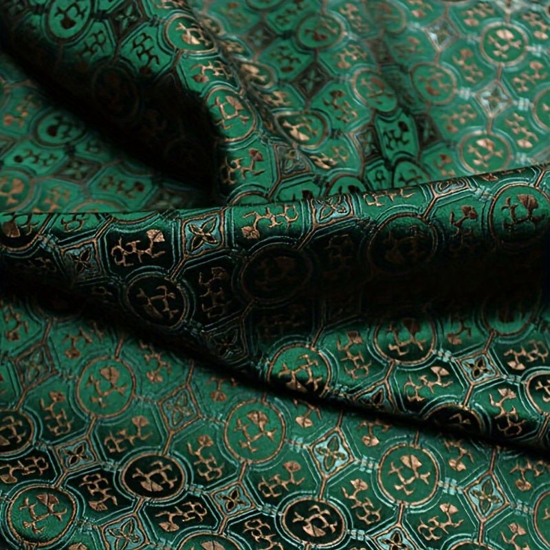 French Style Green Jacquard Embroidered Satin Fabric - 