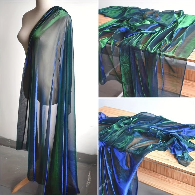 Gradient Two - Tone Laser Texture See - Through Mesh Fabric - 