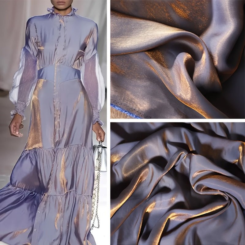 Gray - Golden Two - color Shiny Fabric - 