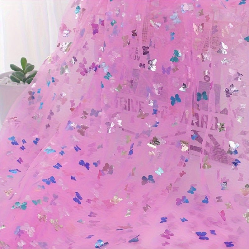 Heat Transfer Colorful Butterfly Gauze Tulle Fabric, Suitable for Handmade Bows, Shoe and Clothing Accessories, Photo Background, etc - 