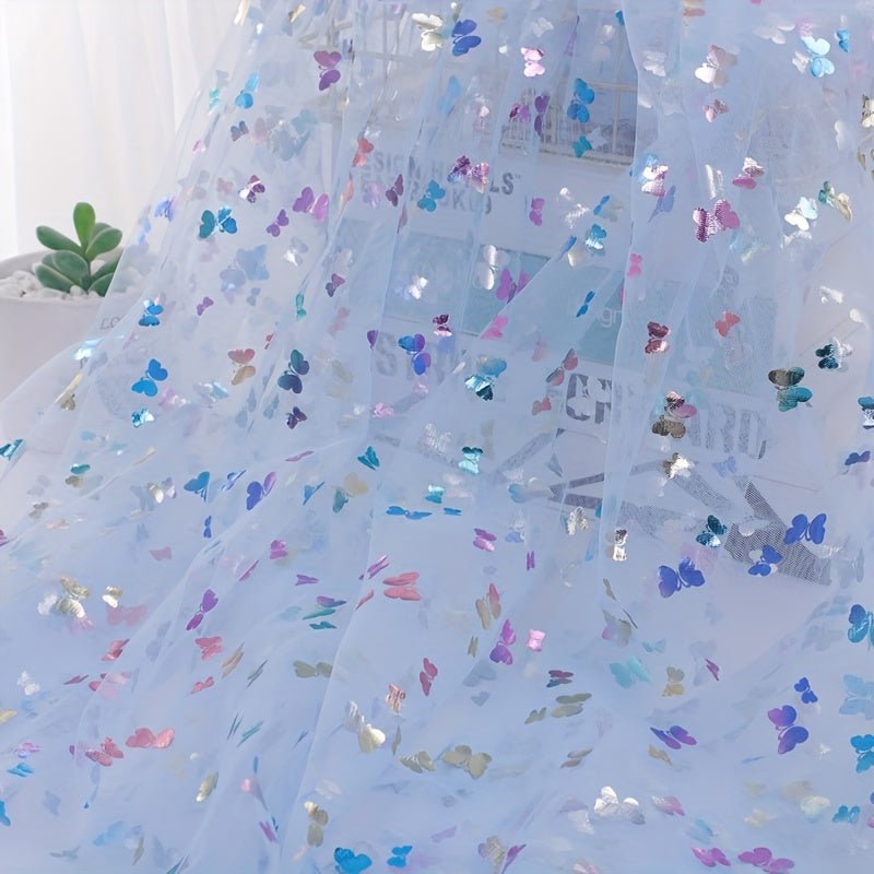 Heat Transfer Colorful Butterfly Gauze Tulle Fabric, Suitable for Handmade Bows, Shoe and Clothing Accessories, Photo Background, etc - 