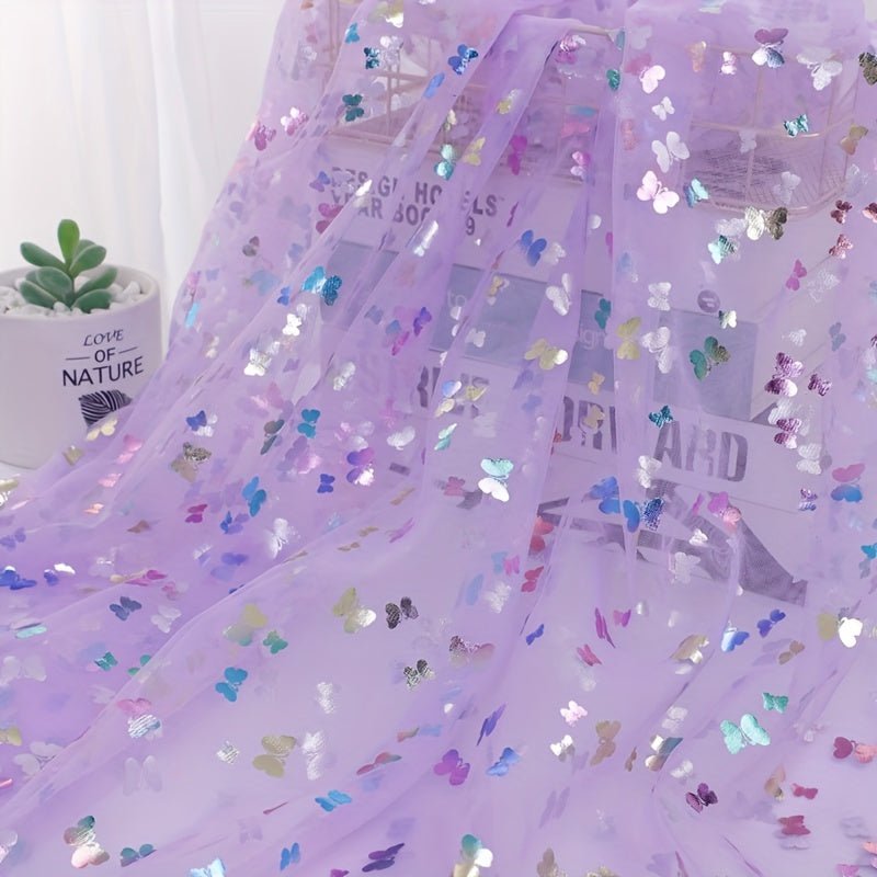 Heat Transfer Colorful Butterfly Gauze Tulle Fabric, Suitable for Handmade Bows, Shoe and Clothing Accessories, Photo Background, etc - 