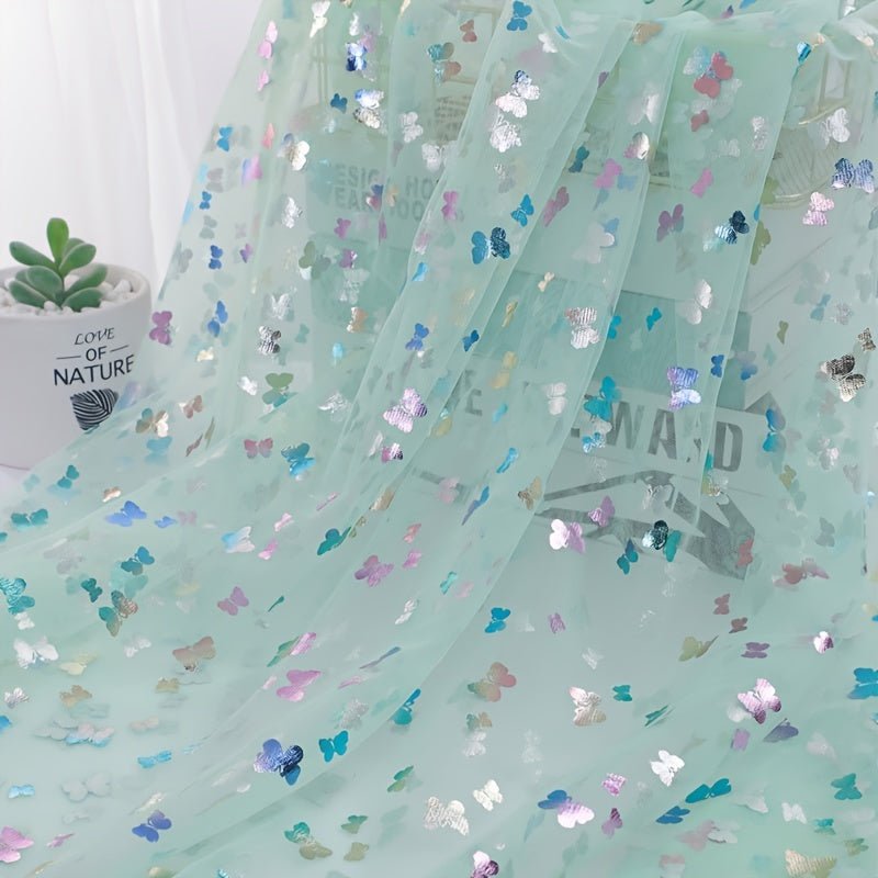 Heat Transfer Colorful Butterfly Gauze Tulle Fabric, Suitable for Handmade Bows, Shoe and Clothing Accessories, Photo Background, etc - 