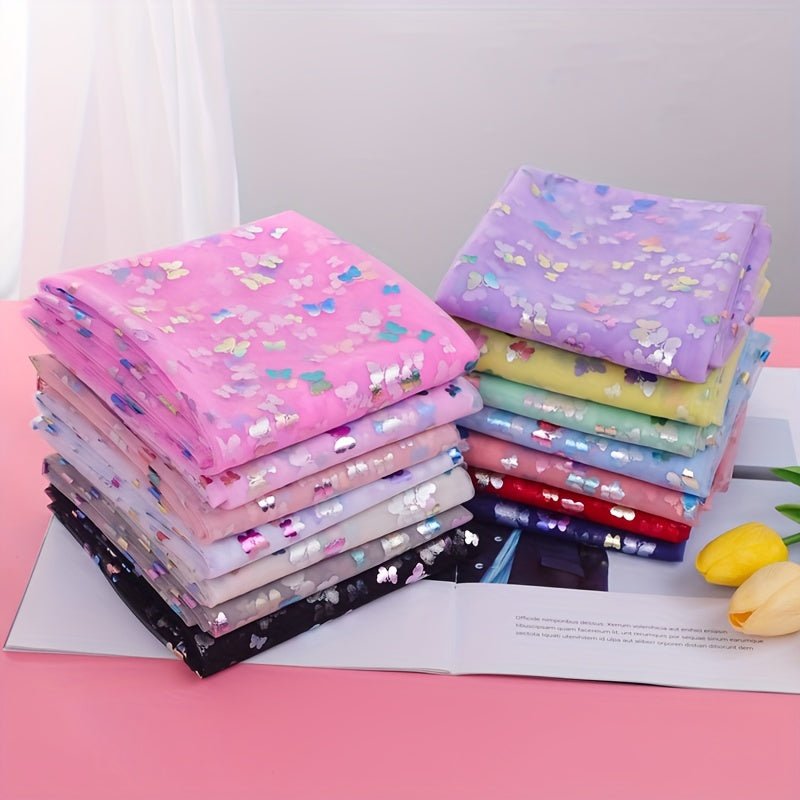 Heat Transfer Colorful Butterfly Gauze Tulle Fabric, Suitable for Handmade Bows, Shoe and Clothing Accessories, Photo Background, etc - 