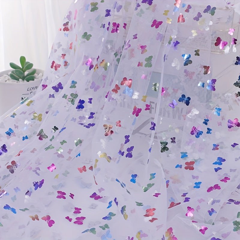 Heat Transfer Colorful Butterfly Gauze Tulle Fabric, Suitable for Handmade Bows, Shoe and Clothing Accessories, Photo Background, etc - 