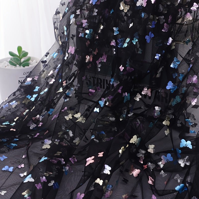 Heat Transfer Colorful Butterfly Gauze Tulle Fabric, Suitable for Handmade Bows, Shoe and Clothing Accessories, Photo Background, etc - 