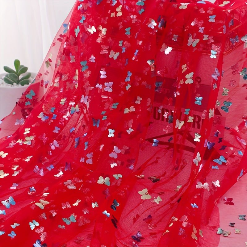 Heat Transfer Colorful Butterfly Gauze Tulle Fabric, Suitable for Handmade Bows, Shoe and Clothing Accessories, Photo Background, etc - 