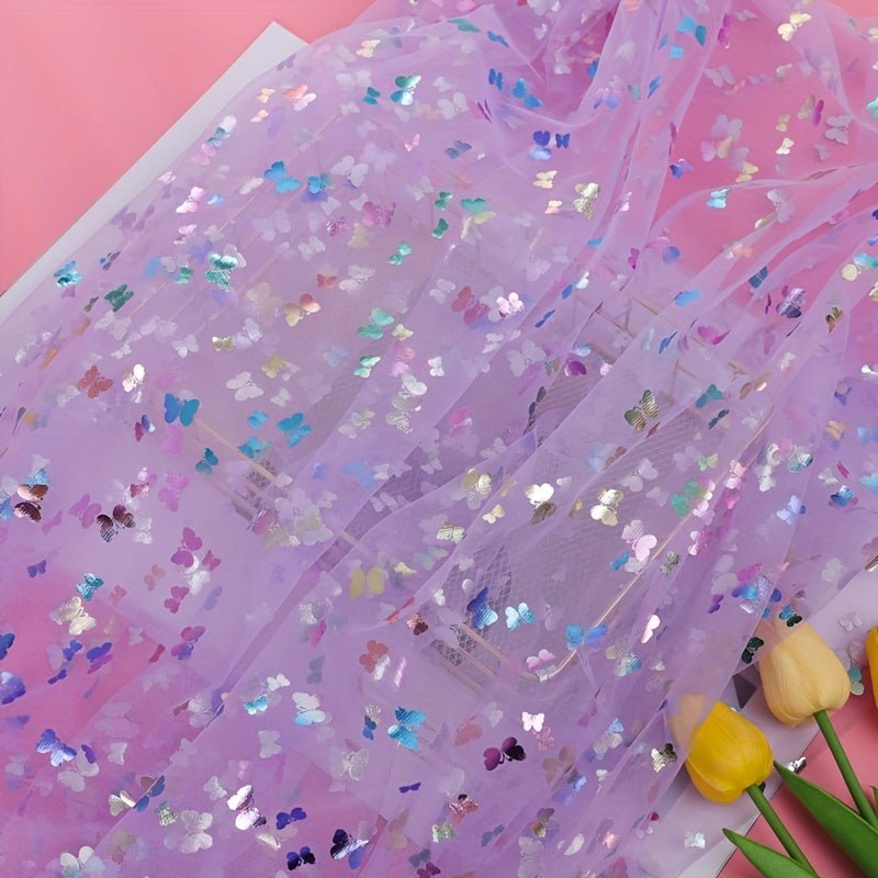 Heat Transfer Colorful Butterfly Gauze Tulle Fabric, Suitable for Handmade Bows, Shoe and Clothing Accessories, Photo Background, etc - 