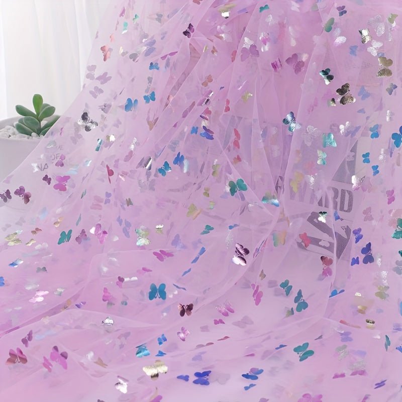 Heat Transfer Colorful Butterfly Gauze Tulle Fabric, Suitable for Handmade Bows, Shoe and Clothing Accessories, Photo Background, etc - 