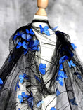 Load image into Gallery viewer, LasilkFabric 3D Butterfly Embroidered Spider Web Yarn Fabric - Black Lace Hanfu Dress Material - Luxurious DIY Handmade Fabric for Special Occasions - 
