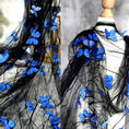 Load image into Gallery viewer, LasilkFabric 3D Butterfly Embroidered Spider Web Yarn Fabric - Black Lace Hanfu Dress Material - Luxurious DIY Handmade Fabric for Special Occasions - 
