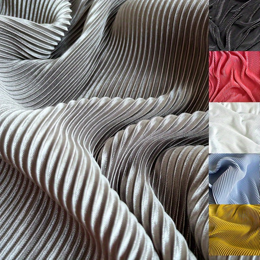 LasilkFabric Elegant Pleated Striped Fabric, Made of Elastic Shiny Soft Material, Suitable for DIY Clothing, Crafts, Sewing, Home Decor, Wedding Dresses, Skirts, Stage Costumes, Interior Decoration, Curtain Fabric, And Craft Sewing Materials. - 