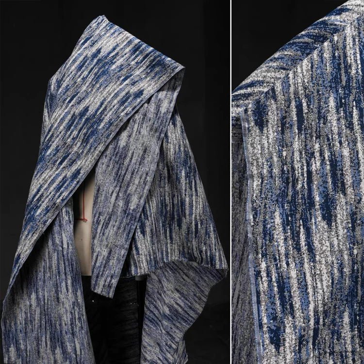 LasilkFabric Meteor Pattern Jacquard Denim Fabric, High Quality Designer Fabrics - 