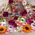 Load image into Gallery viewer, LasilkFabric Multi Color Soft Tulle Lace Fabric 3D Flower Decoration Dress Fabric 3D Decal Embroidery Fabric DIY Weeding Dress - 

