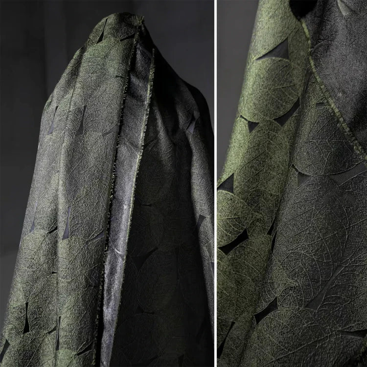 LasilkFabric Nature Leaf Texture Design, Designer Fashion Fabrics - 