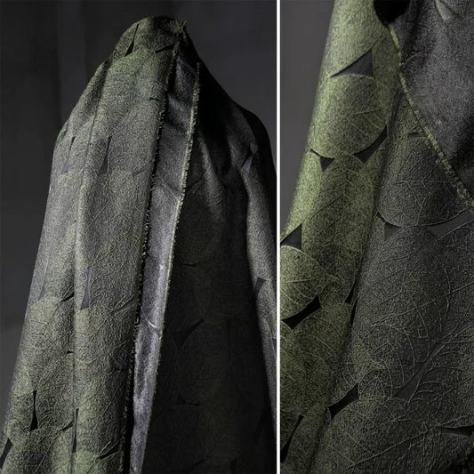 LasilkFabric Nature Leaf Texture Design, Designer Fashion Fabrics - 