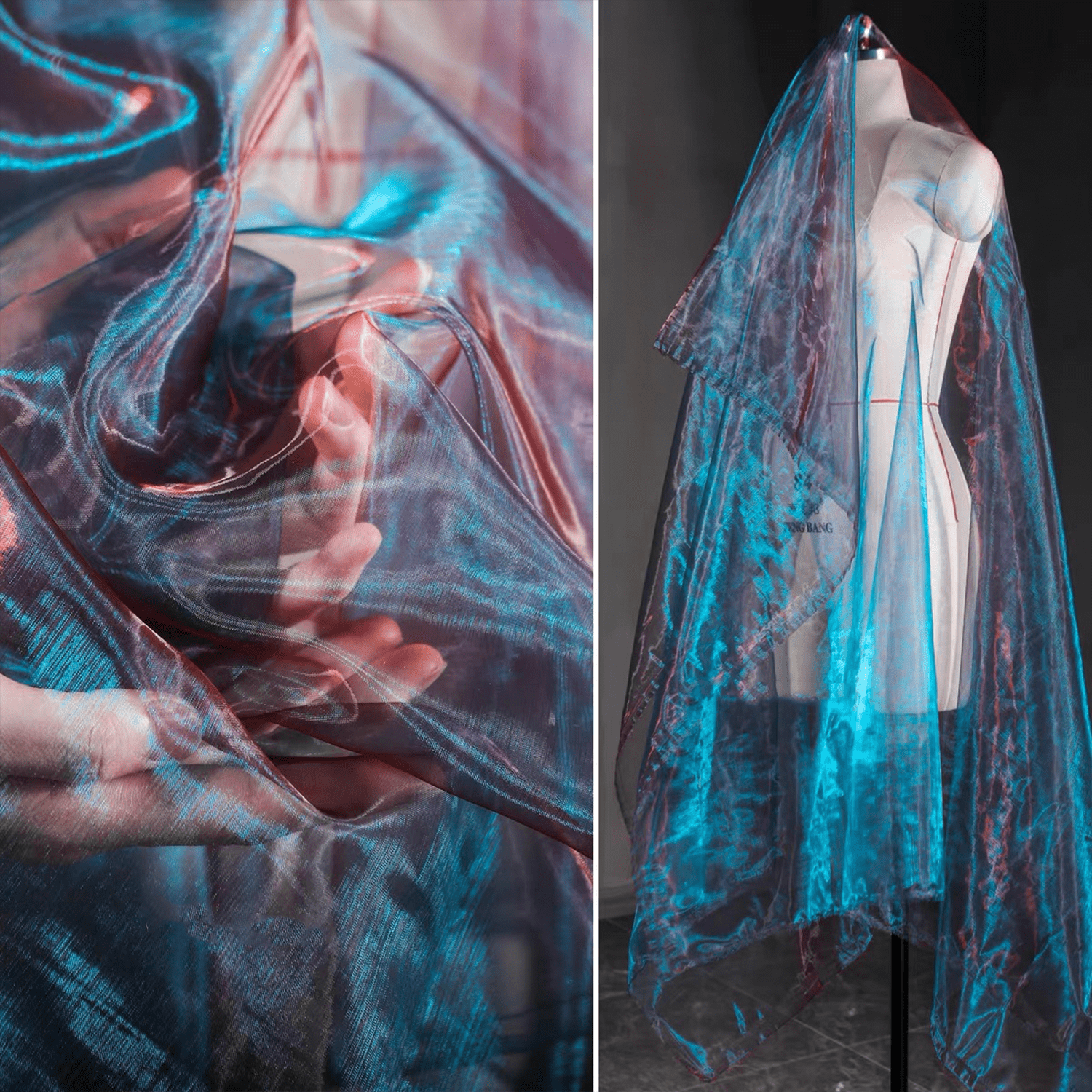 LasilkFabric Organza Fabric By The Meter For Wedding Clothing Skirts Sewing Colorful Mesh Laser Gradient Designer Cloth Thin Soft - 