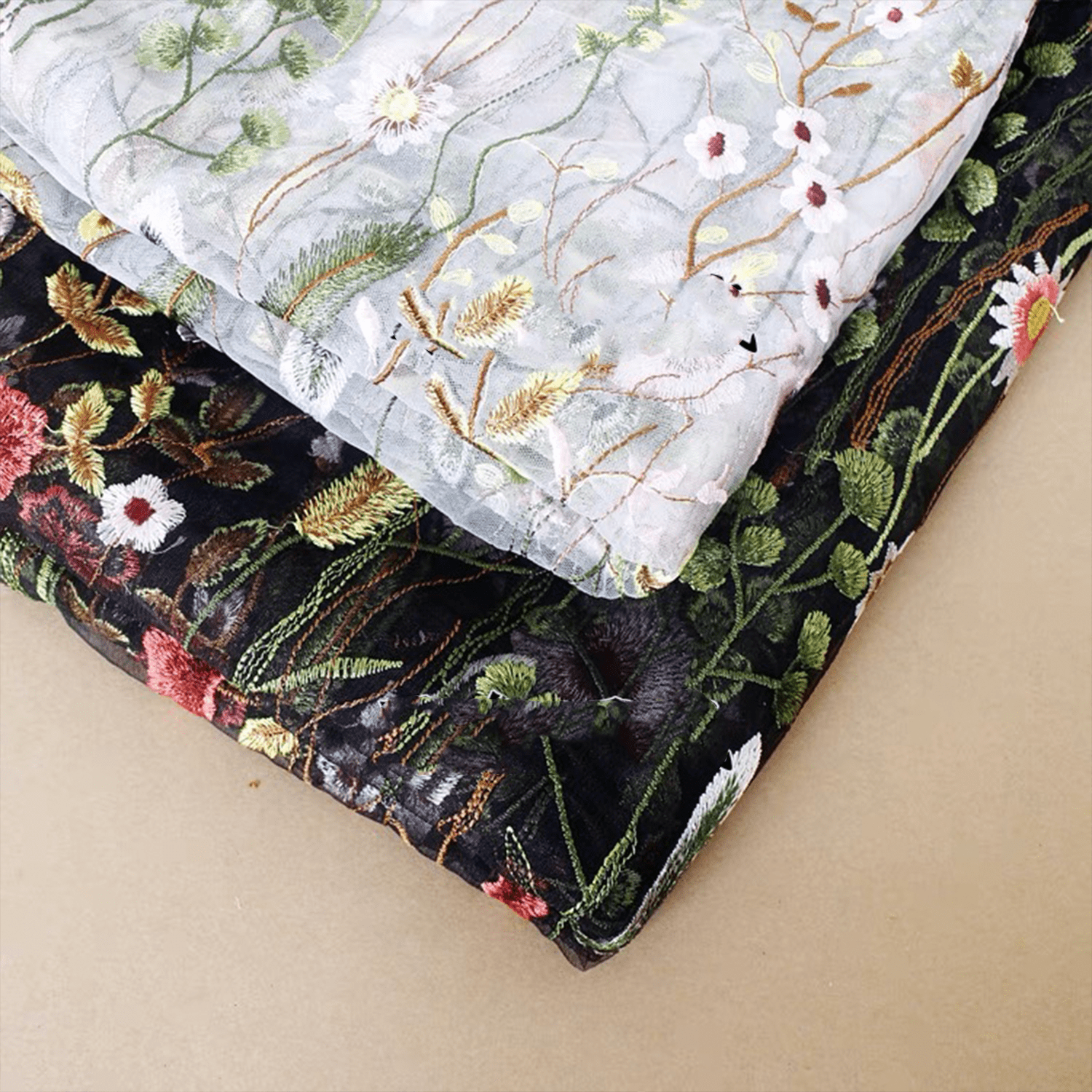 LasilkFabric Water Grass Embroidered Lace Fabric - Fashion Womens Dress DIY Sewing Material - Lustrous Embroidery for Chic Craft Projects - 