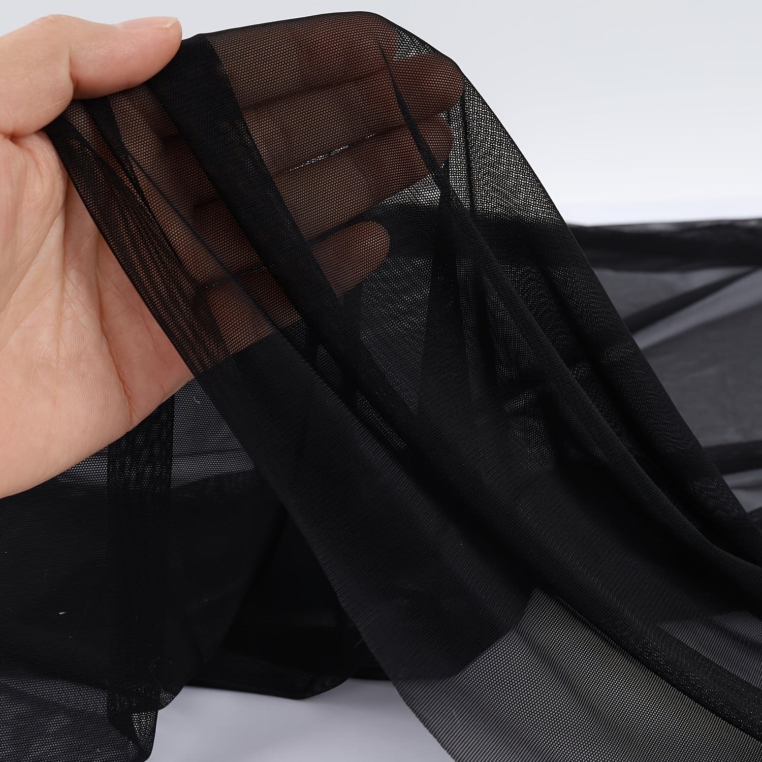Lightweight Sheer Power Mesh Fabric - 4 - Way Stretch, Nylon Spandex Blend, 152.4cm Wide, Machine Washable - Ideal for DIY Crafts & Sewing Projects - 