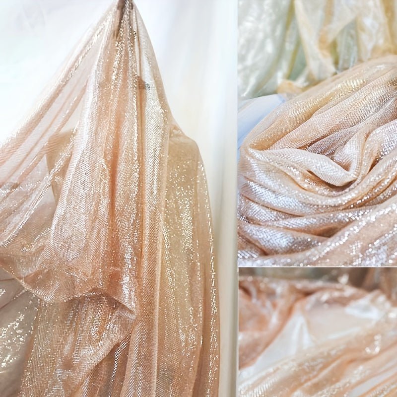 Luxurious Champagne Golden Mesh Tulle Fabric - 
