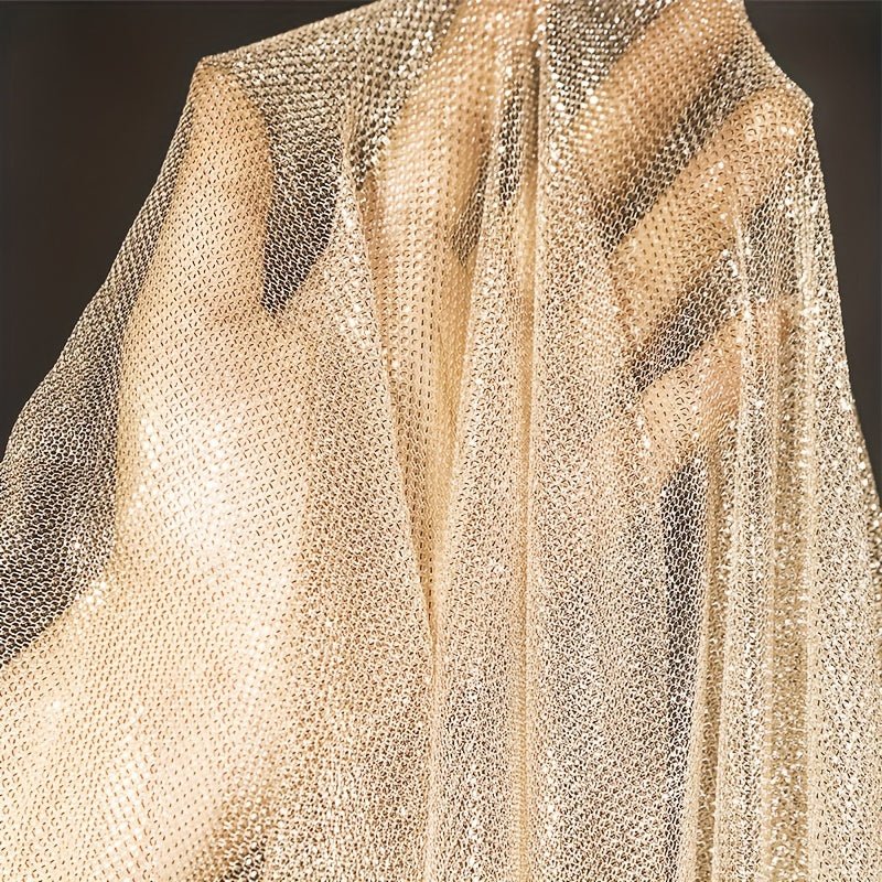 Luxurious Champagne Golden Mesh Tulle Fabric - 