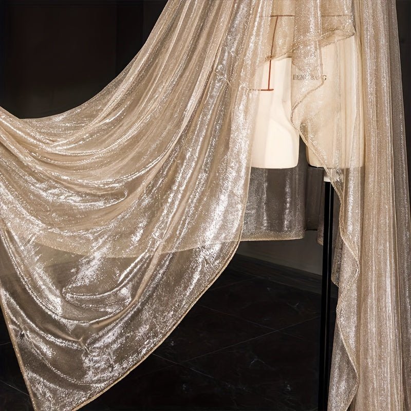 Luxurious Champagne Golden Mesh Tulle Fabric - 
