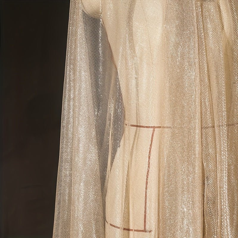 Luxurious Champagne Golden Mesh Tulle Fabric - 