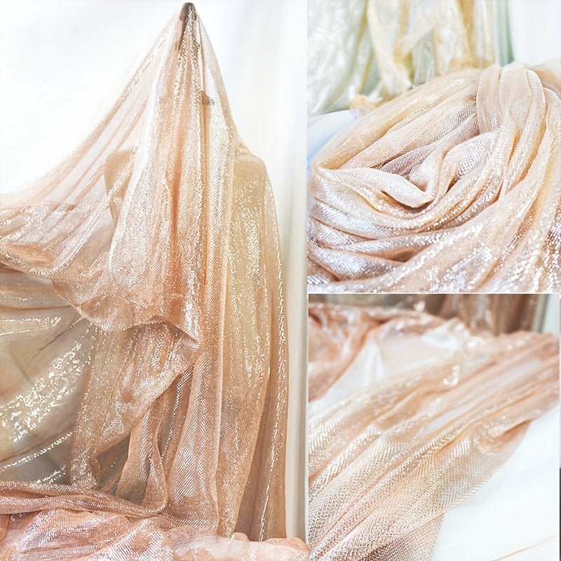 Luxurious Champagne Golden Mesh Tulle Fabric - 