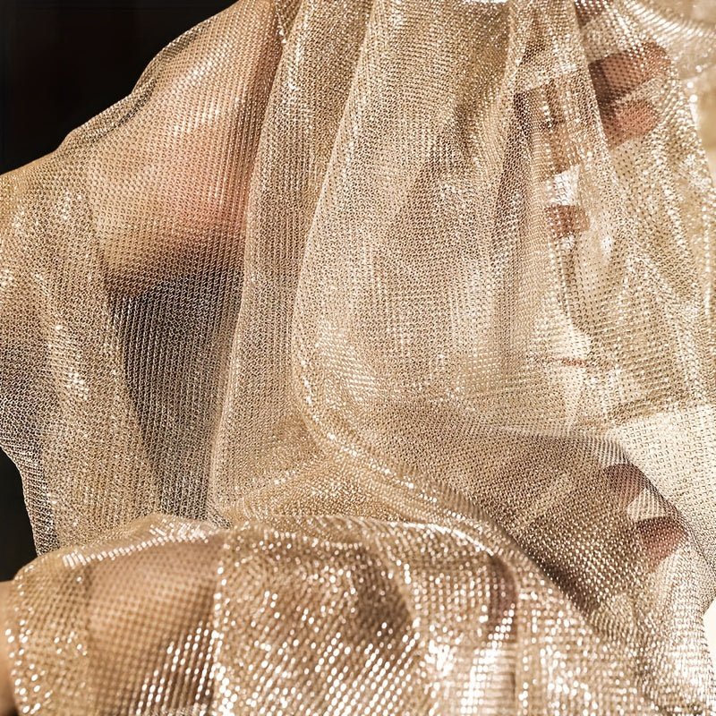 Luxurious Champagne Golden Mesh Tulle Fabric - 