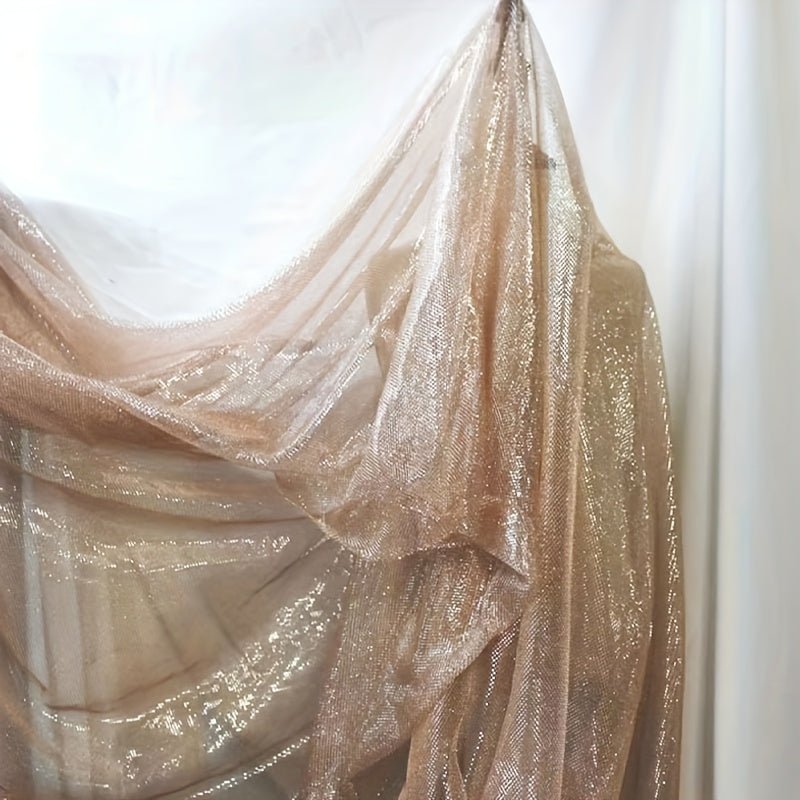 Luxurious Champagne Golden Mesh Tulle Fabric - 