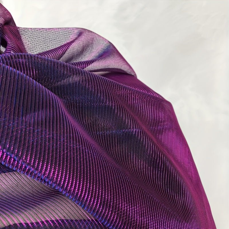Luxurious Purple & Blue Ombre Shiny Laser Illusion Lace Mesh Tulle Fabric - 