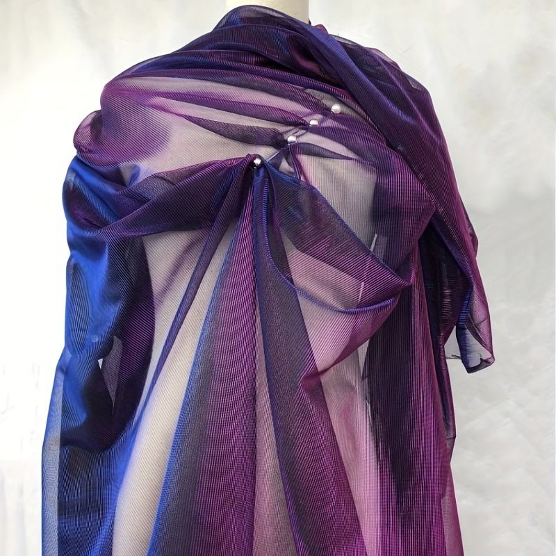 Luxurious Purple & Blue Ombre Shiny Laser Illusion Lace Mesh Tulle Fabric - 
