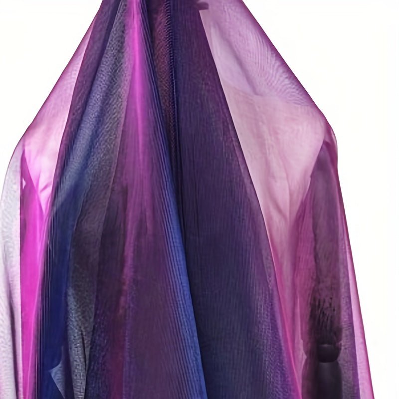 Luxurious Purple & Blue Ombre Shiny Laser Illusion Lace Mesh Tulle Fabric - 