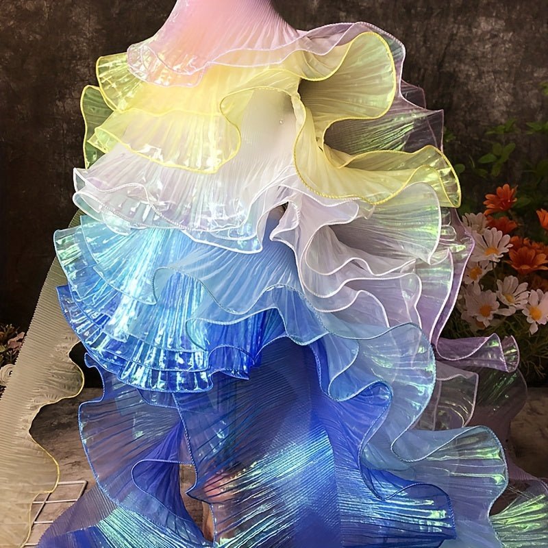 Mermaid Magic Yarn Gradient Ruffled Three - dimensional Pleats Large Lace, Fabric Decorative Sewing Accessories Clothing Accessories - 