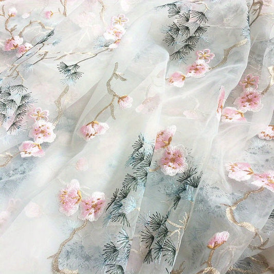 Ogensha Plum Blossom Embroidery Fabric - 