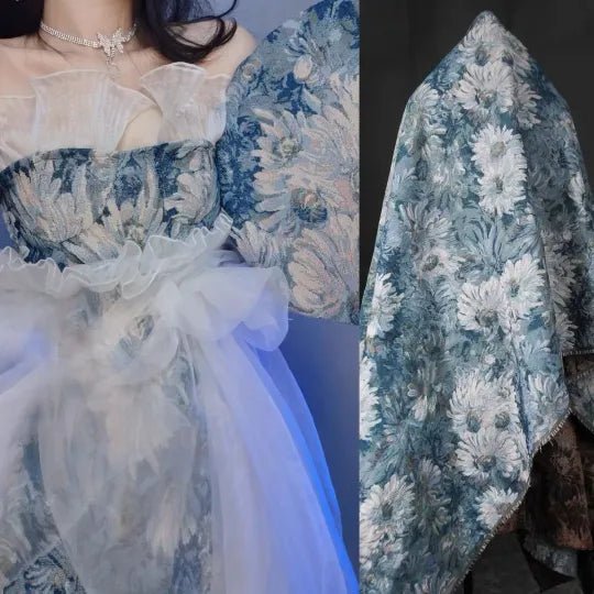 Oil Painting Style Jacquard Fabric, Designer Fabrics, For Skirt Making, DIY Sewing - 