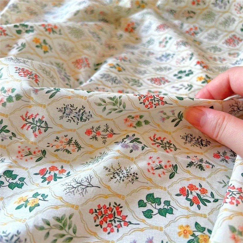 Pure Cotton Cartoon Floral Printed Fabric for Doll Making - 