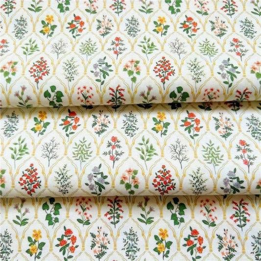 Pure Cotton Cartoon Floral Printed Fabric for Doll Making - 